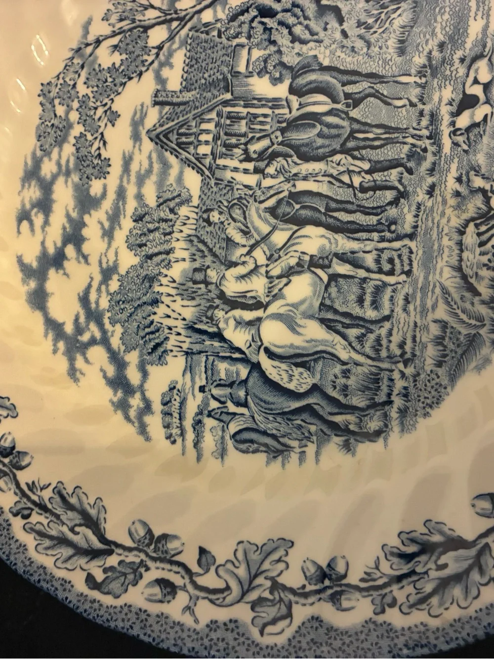 Royal Wessex Blue White Transferware 10” Plate Wall | Fox Hunt English Cottage